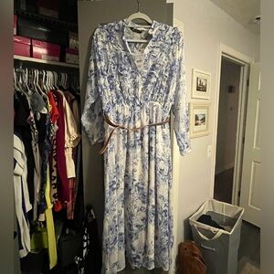 Zara blue and white dress